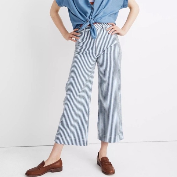 Emmett Wide-Leg Crop Pants in Herringbone Railroad Stripe - Picture 9 of 9